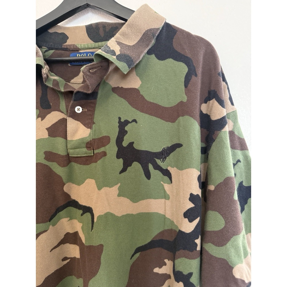 Polo By Ralph Lauren Woodland Camo Polo Shirt Men's Size 4XLB Green Brown Preppy - Picture 4 of 8